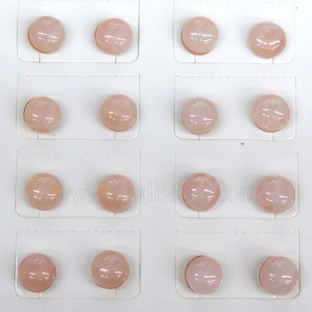 Rose Quartz Stud Earring, pink