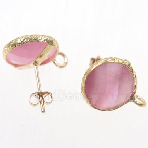 pink Chinese Crystal Glass earring studs