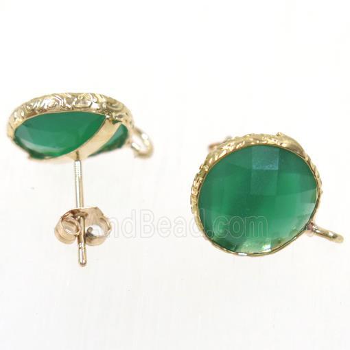green Chinese Crystal Glass earring studs