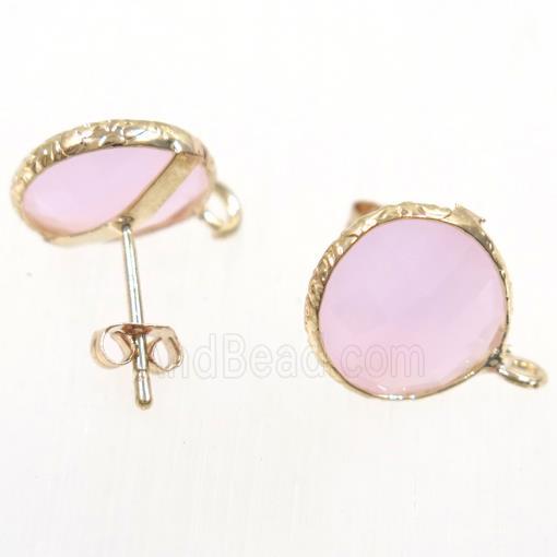 pink Chinese Crystal Glass earring studs