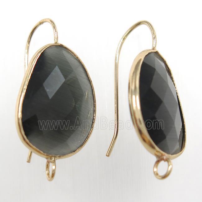 deepcoffee glass crystal earring with loop, gold plated