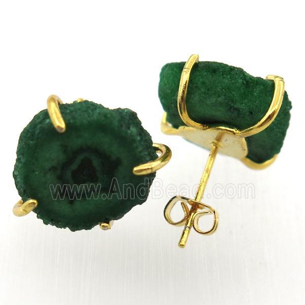 darkgreen solar quartz druzy studs earring