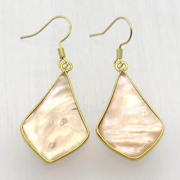 queen Shell teardrop Hook Earring, gold plated