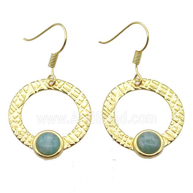 copper hook Earrings with Amazonite, gold plated