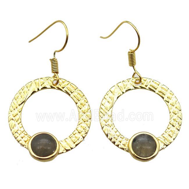 copper hook Earrings with Labradorite, gold plated