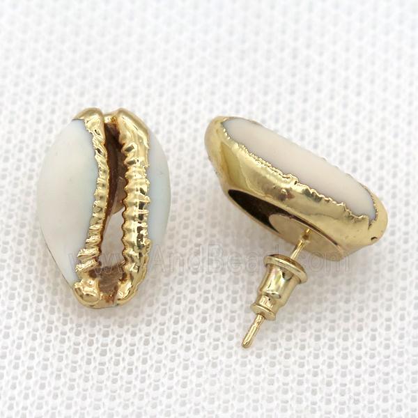 Conch Shell stud Earrings, gold plated