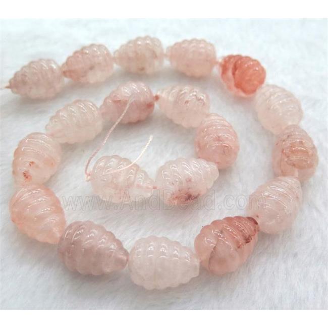 pink Strawberry Quartz teardrop beads