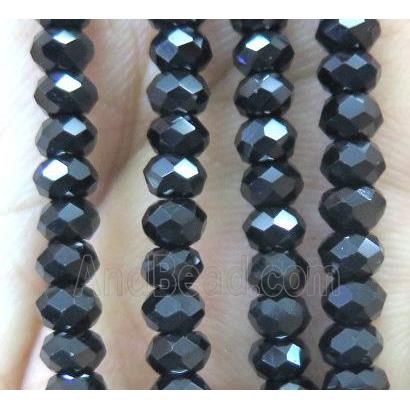 Black Spinel Beads, faceted rondelle, AA-Grade