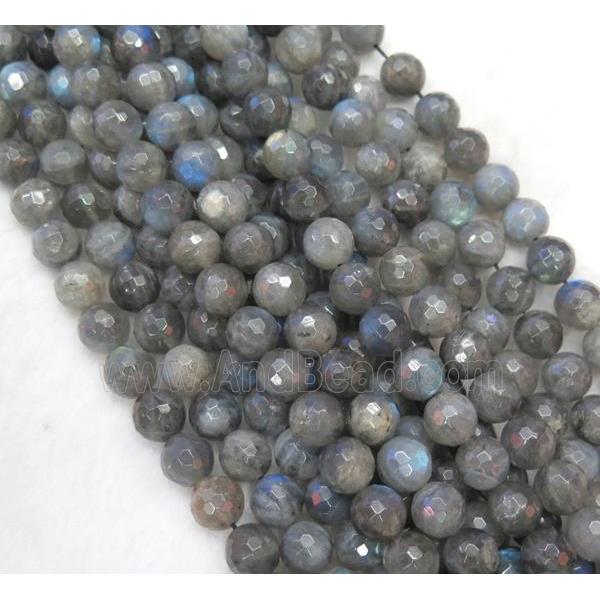 Labradorite beads, faceted round, AA-Grade