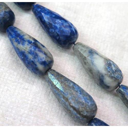 Lapis Lazuli teardrop beads, faceted, blue