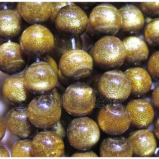 Natural Gold Coral Beads, round