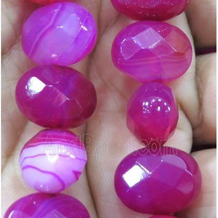 hotpink stripe agate beads, faceted oval