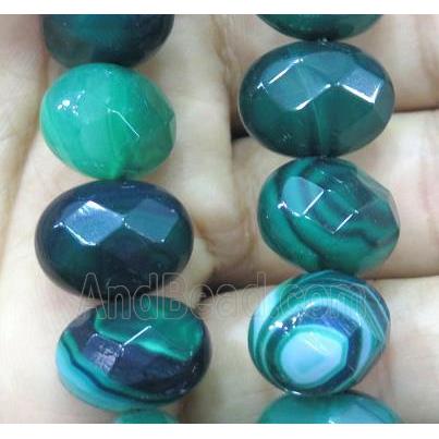 green stripe agate beads, faceted oval