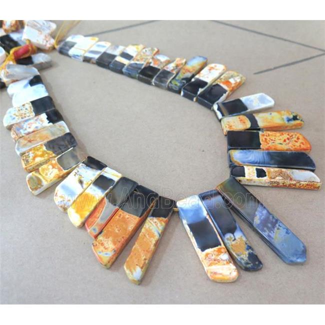fire agate stick beads, orange