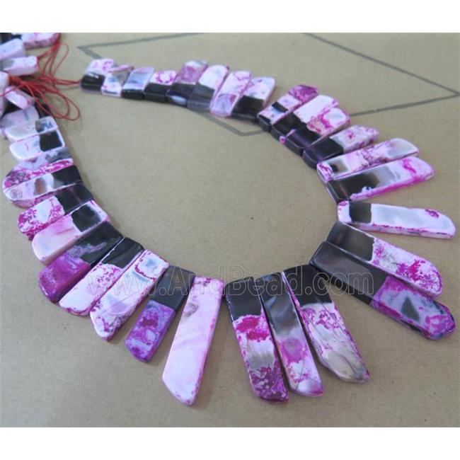 fire agate stick beads, hotpink