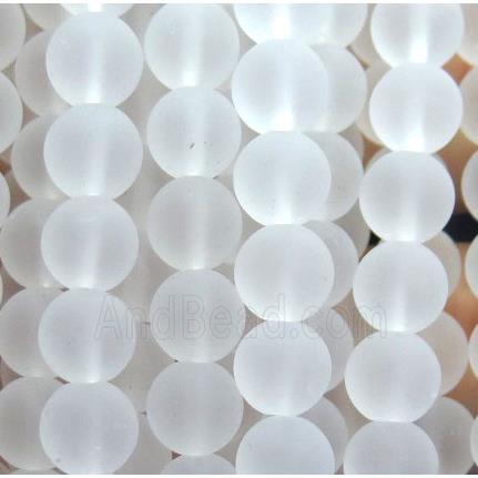 white round matte Clear Quartz Beads