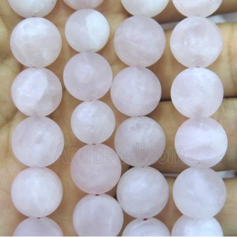 matte rose quartz beads, round