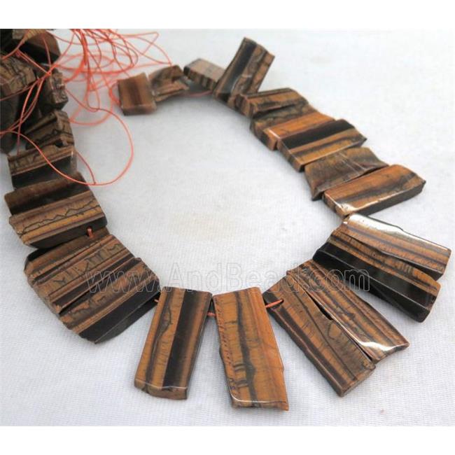 tiger eye stone stick collar bead, yellow, top drilled