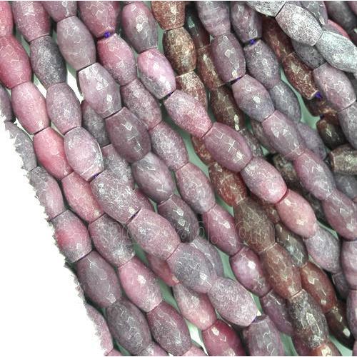 jade bead, faceted barrel
