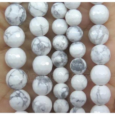 white howlite turquoise beads, faceted round
