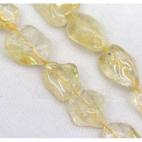 citrine bead, freeform, yellow