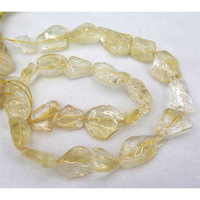 citrine bead, freeform, yellow
