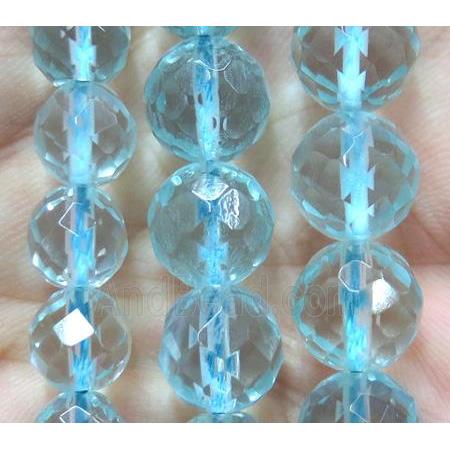 blue Topaz beads synthetic with crystal, faceted round