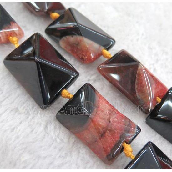 agate rectangle beads with orange druzy, point