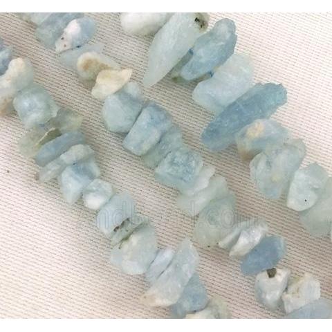 Aquamarine beads chip, freeform, blue