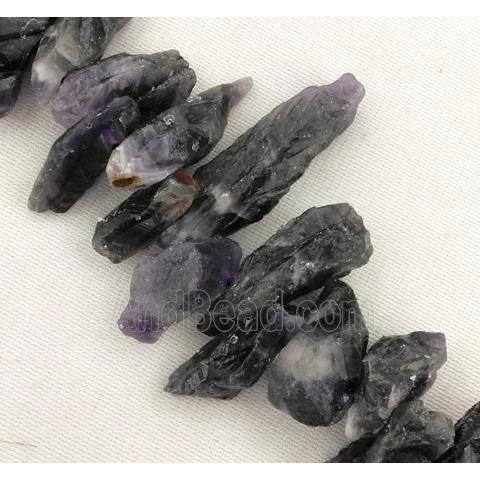 dogtooth Amethyst chips bead, dark-purple, freeform