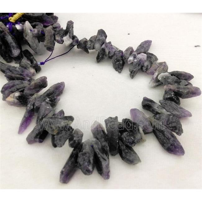 dogtooth Amethyst chips bead, dark-purple, freeform