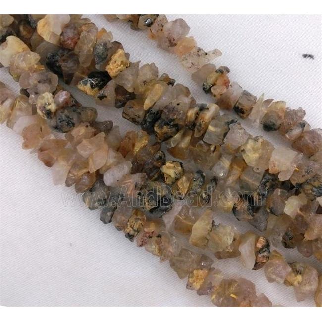 Gold Rutilated Quartz chip beads, freeform