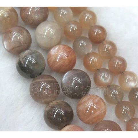 Smooth Round Grey Moonstone Beads B Grade