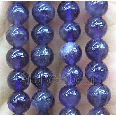 Amethyst bead, round, A-Grade