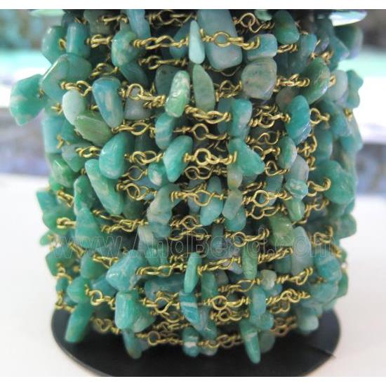 Russian Amazonite chip bead rosary chain , green
