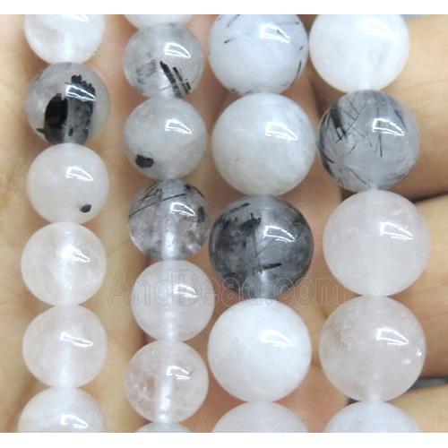 Black Rutilated Quartz Beads, round