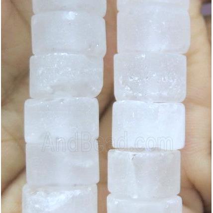 matte clear quartz heishi beads