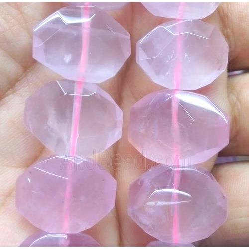 rose quartz beads, faceted oval
