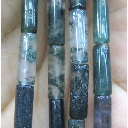 Green Moss Agate tube beads