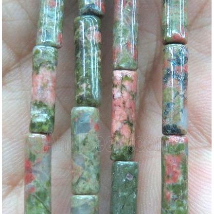 green Unakite tube beads