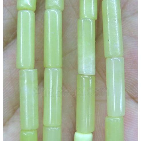 Lemon Jade tube beads, olive