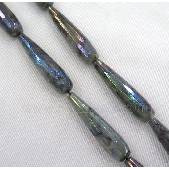 Labradorite bead, faceted teardrop, AB color