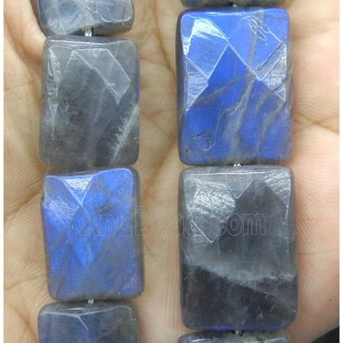 labradorite bead, faceted rectangle