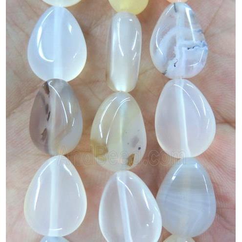 natural Heihua Agate bead, flat teardrop