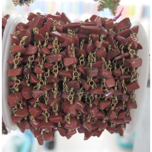 handmade rosary chain with red jasper chip beads