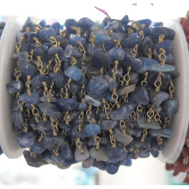 handmade rosary chain with blue sodalite bead chip