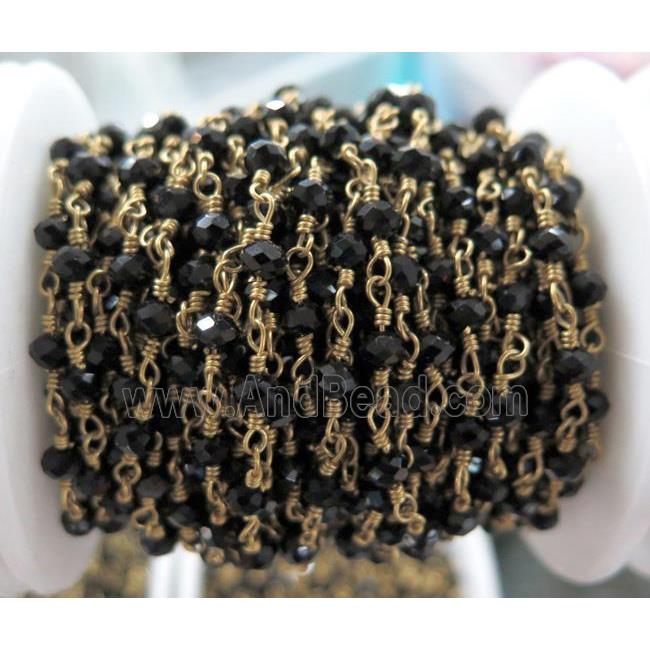 handmade rosary chain with black crystal glass bead
