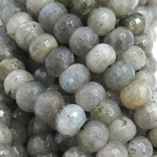 Labradorite bead, faceted rondelle