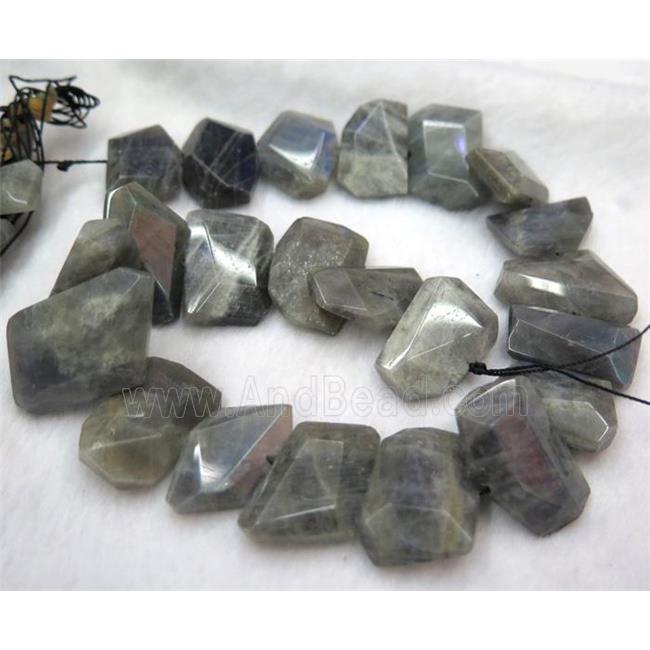 Labradorite nugget bead, faceted freeform