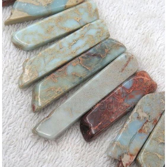 snakeskin jasper bead, stick, freeform
